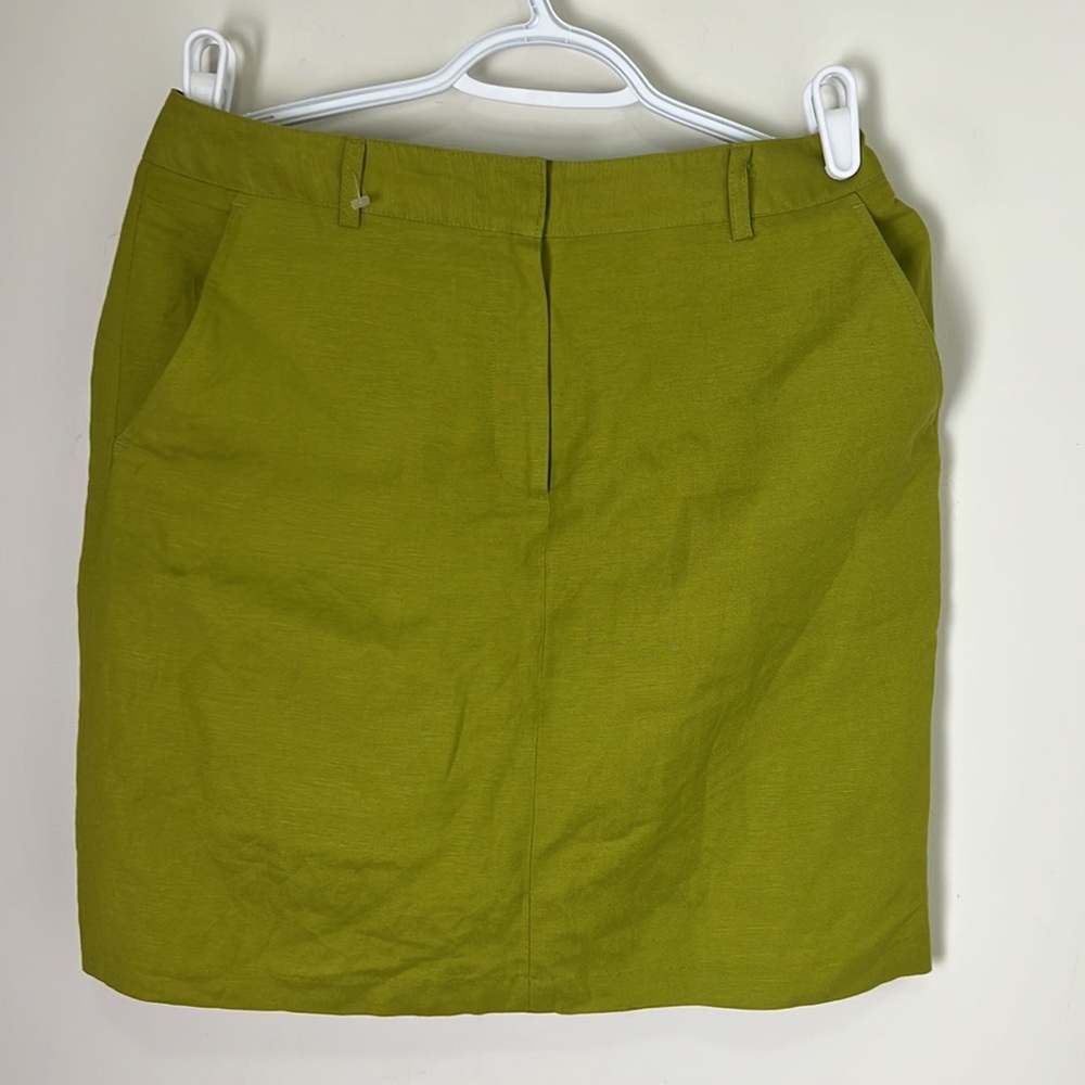 Larry Levine 55% Linen Neon Green Mini Skirt Size 6
